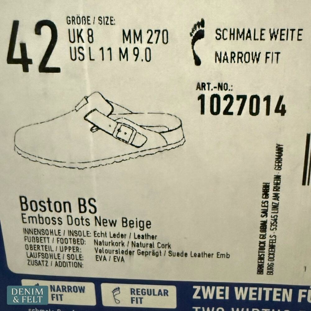 NEW Birkenstock Boston Emboss Dots New Beige Suede Clogs 42 Narrow Fit Comfort - Picture 15 of 16